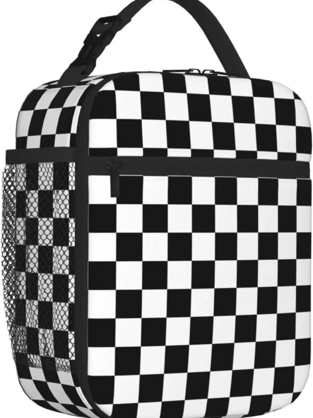 Checkered Insulated Lunch Bag | Reusable Cooler Tote | Leakproof Thermal